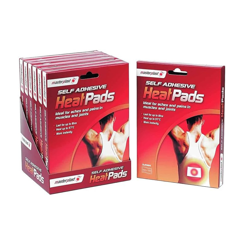 Masterplast Self Adhesive Heat Pads relieves Aches Pains Pack, White, 10x13 cm (Pack of 2)