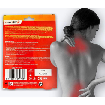Masterplast Self Adhesive Heat Pads relieves Aches Pains Pack, White, 10x13 cm (Pack of 2)