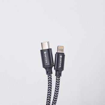 Optiva USB-C to Lightning Cable, Fast Charging [2.4A] [Sync & Charge] Long Lasting, And Reinforced - For All iOS Devices Nylon Braided 2M Gray, OPC24i