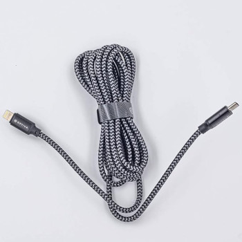 Optiva USB-C to Lightning Cable, Fast Charging [2.4A] [Sync & Charge] Long Lasting, And Reinforced - For All iOS Devices Nylon Braided 2M Gray, OPC24i