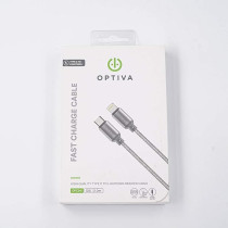 Optiva USB-C to Lightning Cable, Fast Charging [2.4A] [Sync & Charge] Long Lasting, And Reinforced - For All iOS Devices Nylon Braided 2M Gray, OPC24i