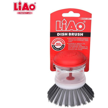 LiAo Dish Brush - D130002 Round Hand Scrub Liquid Soap Dispensing Dishwashing Brushes Kitchen Pot Dish Sink Creative Sisal Bristles Household Cleaning Cast Iron Brush Pots