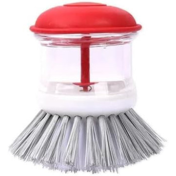 LiAo Dish Brush - D130002 Round Hand Scrub Liquid Soap Dispensing Dishwashing Brushes Kitchen Pot Dish Sink Creative Sisal Bristles Household Cleaning Cast Iron Brush Pots
