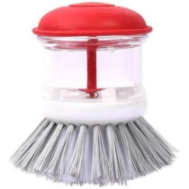 LiAo Dish Brush - D130002 Round Hand Scrub Liquid Soap Dispensing Dishwashing Brushes Kitchen Pot Dish Sink Creative Sisal Bristles Household Cleaning Cast Iron Brush Pots