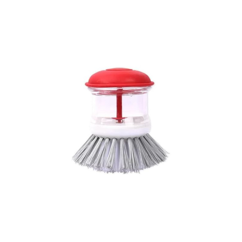 LiAo Dish Brush - D130002 Round Hand Scrub Liquid Soap Dispensing Dishwashing Brushes Kitchen Pot Dish Sink Creative Sisal Bristles Household Cleaning Cast Iron Brush Pots