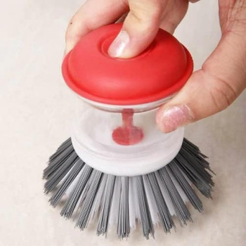LiAo Dish Brush - D130002 Round Hand Scrub Liquid Soap Dispensing Dishwashing Brushes Kitchen Pot Dish Sink Creative Sisal Bristles Household Cleaning Cast Iron Brush Pots