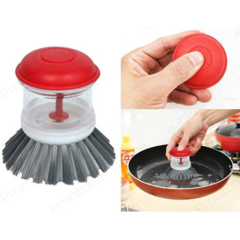 LiAo Dish Brush - D130002 Round Hand Scrub Liquid Soap Dispensing Dishwashing Brushes Kitchen Pot Dish Sink Creative Sisal Bristles Household Cleaning Cast Iron Brush Pots