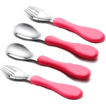Yuniverse Personalised Children Cutlery Flatware 4pcs Set Kids Cutlery Toddler Utensils Stainless Steel Plastic - 2 x Forks, 2 x Dinner Spoons