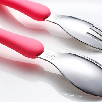 Yuniverse Personalised Children Cutlery Flatware 4pcs Set Kids Cutlery Toddler Utensils Stainless Steel Plastic - 2 x Forks, 2 x Dinner Spoons
