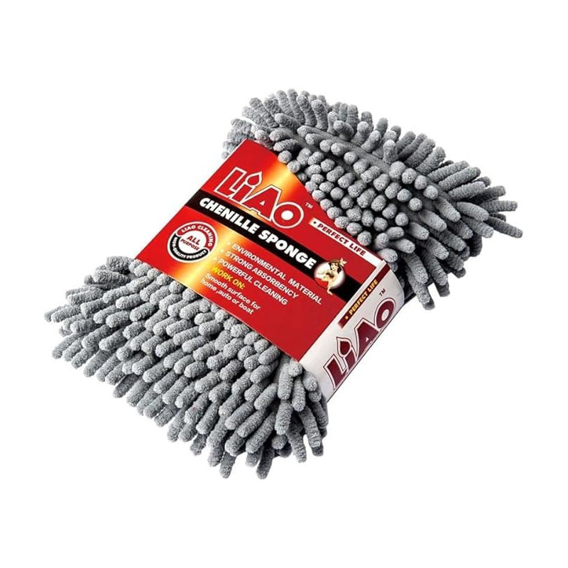 LiAo Microfiber Chenille Sponge Car Washing Multipurpose Use Scratch & Lint Free Kitchen Clothes Sink Cleaning Home Improvement Household Cleaners Handheld Sponges