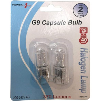 G9 2PACK Halogen Bulb Clear Capsule 28 Watt, 40 Watt