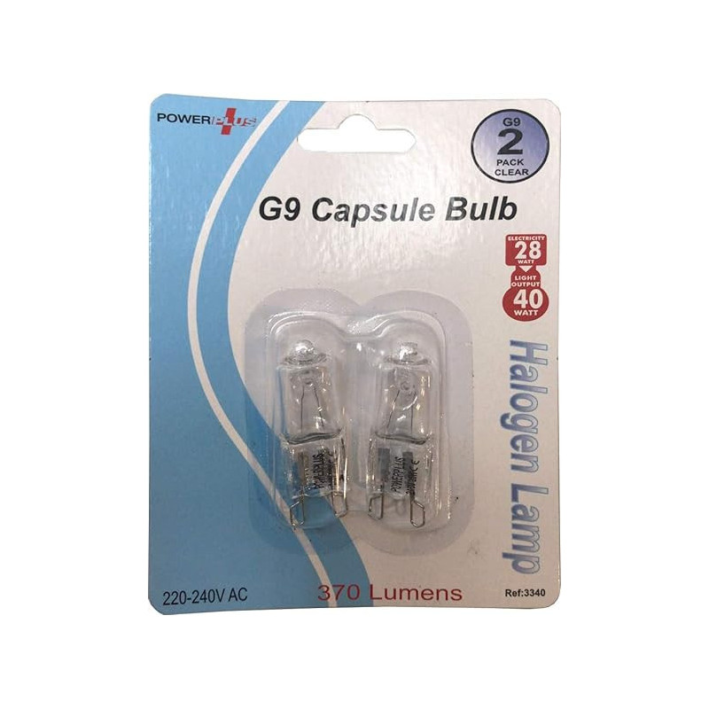 G9 2PACK Halogen Bulb Clear Capsule 28 Watt, 40 Watt