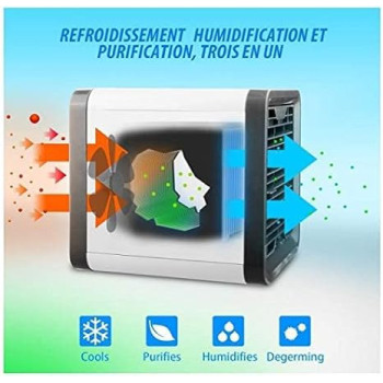 Arctic Air Personal Space Cooler,Portable Air Conditioner,Humidifier and Purifier,Desktop Cooling Fan with 3 Speeds and 7 Colors LED Night Light for Office Home Outdoor Travel