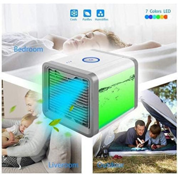 Arctic Air Personal Space Cooler,Portable Air Conditioner,Humidifier and Purifier,Desktop Cooling Fan with 3 Speeds and 7 Colors LED Night Light for Office Home Outdoor Travel