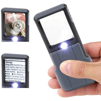 Carson PO-55 MiniBrite 5x Pocket Magnifier with Built-In LED Light and Sliding Case, Black