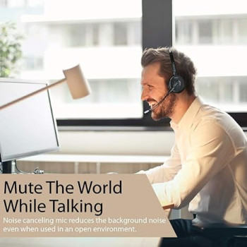 Promate Wireless Bluetooth Headset, Professional Unified Communication Over the Head headphone with Noise Cancelling Mic,