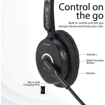 Promate Wireless Bluetooth Headset, Professional Unified Communication Over the Head headphone with Noise Cancelling Mic,
