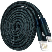 Promate Auto-Rolling Lightning Cable, Durable Aluminium Alloy Auto-Rolling Reversible USB-A to Lighting Cable with 2A Fast Charge, Coiline-i (Black)