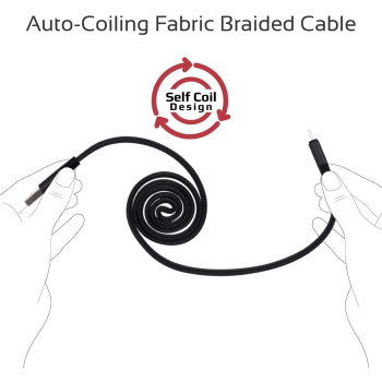 Promate Auto-Rolling Lightning Cable, Durable Aluminium Alloy Auto-Rolling Reversible USB-A to Lighting Cable with 2A Fast Charge, Coiline-i (Black)