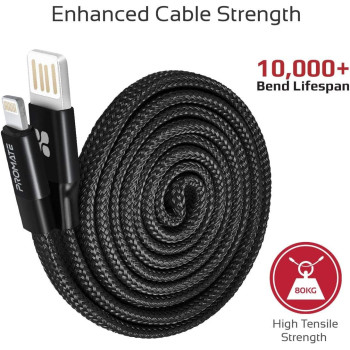 Promate Auto-Rolling Lightning Cable, Durable Aluminium Alloy Auto-Rolling Reversible USB-A to Lighting Cable with 2A Fast Charge, Coiline-i (Black)