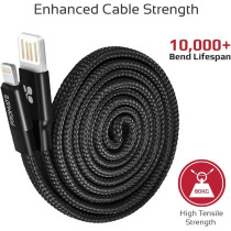 Promate Auto-Rolling Lightning Cable, Durable Aluminium Alloy Auto-Rolling Reversible USB-A to Lighting Cable with 2A Fast Charge, Coiline-i (Black)