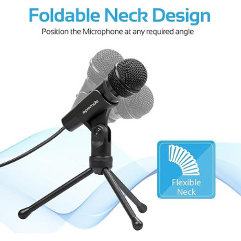 Promate Condenser Microphone, 3.5mm Connector Stereo Multimedia Condenser Vocal Microphone Stand for Laptop, PC, Digital Voice Recorder PC, Tweeter-9