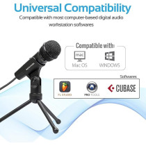 Promate Condenser Microphone, 3.5mm Connector Stereo Multimedia Condenser Vocal Microphone Stand for Laptop, PC, Digital Voice Recorder PC, Tweeter-9