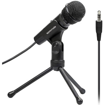 Promate Condenser Microphone, 3.5mm Connector Stereo Multimedia Condenser Vocal Microphone Stand for Laptop, PC, Digital Voice Recorder PC, Tweeter-9