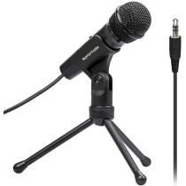 Promate Condenser Microphone, 3.5mm Connector Stereo Multimedia Condenser Vocal Microphone Stand for Laptop, PC, Digital Voice Recorder PC, Tweeter-9