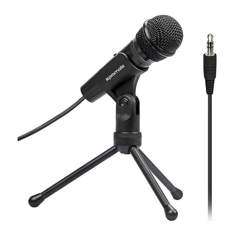 Promate Condenser Microphone, 3.5mm Connector Stereo Multimedia Condenser Vocal Microphone Stand for Laptop, PC, Digital Voice Recorder PC, Tweeter-9