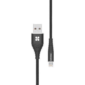 Promate iPhone Charging Cable, Premium Fabric Braided Lightning to USB-A Cable with 2.4A Fast Charge and Sync