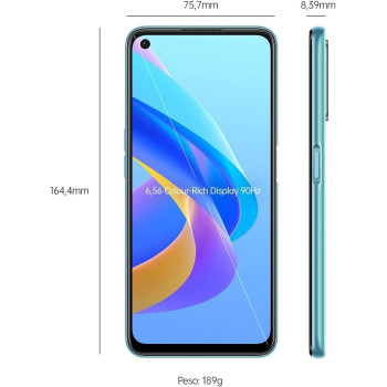 Oppo A76 Smartphone, Qualcomm Snapdragon 680, 6.56 Inch AMOLED 90Hz, 13MP And 2 MP Rear Camera, 8 MP Front camera, RAM 4GB, ROM 128GB, 5000mAh 33W Supervooc, UK Version, Blue