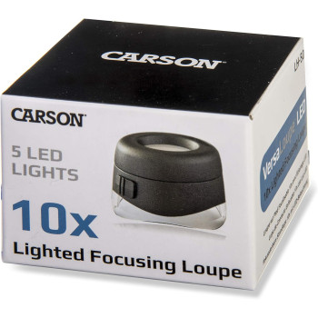 Carson LED VersaLoupe 10x LED Lighted Focusing Loupe Magnifier (LH-50), black/clear