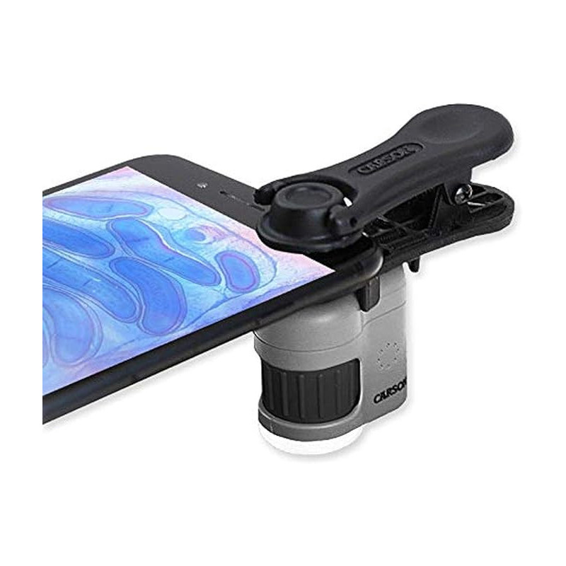 Carson MicroMini 20x LED Lighted Pocket Microscope with Built-in LED and UV Flashlight and Universal Smartphone Digiscoping Adapter Clip (MM-380)