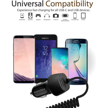 Promate USB-C Ultra-Fast 3.4A Type-C Car Charger Adapter