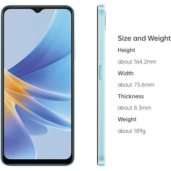 OPPO A17K Dual SIM 6.56 inches Smartphone 64GB 3GB RAM 5000mAh Long Lasting Battery Fingerprint 4G LTE Android Phone, Sky Blue, CPH2471, A17k