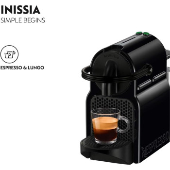 Nespresso Inissia Black Coffee Machine - UAE Version, 1 Year Warranty