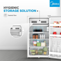 Midea 120L Single Door Refrigerator With Separate Chiller Compartment, 2L Bottle Holder, Adjustable Legs, 5 Year Compressor Warranty, Mini Fridge For Kitchen, Bedroom, Office And Bar, Mdrd133Fge