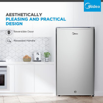 Midea 120L Single Door Refrigerator With Separate Chiller Compartment, 2L Bottle Holder, Adjustable Legs, 5 Year Compressor Warranty, Mini Fridge For Kitchen, Bedroom, Office And Bar, Mdrd133Fge