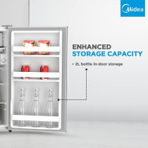 Midea 120L Single Door Refrigerator With Separate Chiller Compartment, 2L Bottle Holder, Adjustable Legs, 5 Year Compressor Warranty, Mini Fridge For Kitchen, Bedroom, Office And Bar, Mdrd133Fge
