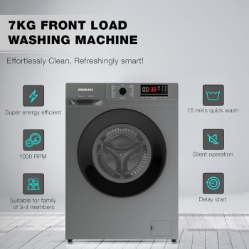 Nikai 7Kg 16 Programs Front Load Washer, Steam Wash, 1000 Rpm, 4 Star Energy Saving, Fully Automatic Washing Machine, Digital Lcd Display, Child Lock, Best For Home And Small Family - Nwm701Fn9S Silver, 1 Year Warranty