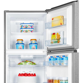 Hisense Rt418N4Asu Top Mount Refrigerator 320L Net Capacity, Twist Ice Maker, No Frost, Moisture Fresh Crisper, Led Interior Light,Deodorizing Filter,Multi Air Flow,Silver, 1 Year Warranty