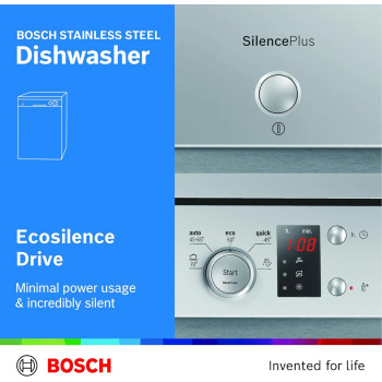 Bosch Standing Dishwasher, 12 Place Settings Dishwashers, German Engineering Bosch Dishwasher, Dishwasher Machine Sms50D08Gc, 1 Year Warranty