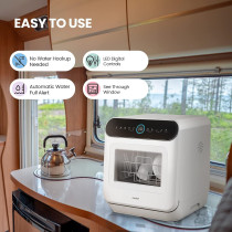 Comfee Mini Plus Dishwasher Td305-W Compact Table Top Dishwasher With 3 Place Settings, 7 Programmes, Touch Control, Led Display, Delay Start And Off-Peak Wash Function - White, 1 Year Warranty