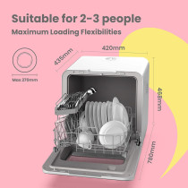 Comfee Mini Plus Dishwasher Td305-W Compact Table Top Dishwasher With 3 Place Settings, 7 Programmes, Touch Control, Led Display, Delay Start And Off-Peak Wash Function - White, 1 Year Warranty