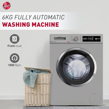 Hoover Hoover 6 Kg Front Load Fully Automatic Washing Machine, 1000 Rpm 15 Programs, Electronic Control System, Easy To Operate Clothes Washer, Made In Turkey, Hwm-V610-S (Silver), 1 Year Warranty