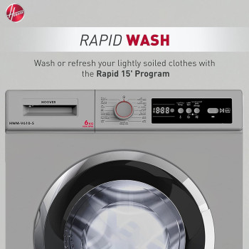 Hoover Hoover 6 Kg Front Load Fully Automatic Washing Machine, 1000 Rpm 15 Programs, Electronic Control System, Easy To Operate Clothes Washer, Made In Turkey, Hwm-V610-S (Silver), 1 Year Warranty