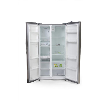 Midea 690L Gross Side By Side 2 Door Refrigerator Hc689Wens, Frost Free Fridge Freezer With Humidity Control, Electronic Touch Screen With Led Display, Multi-Air Flow, Adjustable Door Racks, Silver, 1 Year Warranty