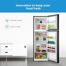 Midea 390L Gross Top Mount Double Door Refrigerator MDRT390MTE28 2 Doors Frost Free Fridge Freezer With Smart Sensor And Humidity Control, Active-C Fresh, Multi-Air Flow, Electronic Control Dark Silver, 1 Year Warranty