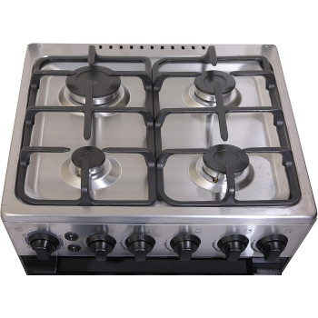 Midea 50X55 cm Freestanding Cooker, Full Gas Cooking Range With 4 Burners, Stainless Steel, Automatic Ignition And Full Safety, Cast Iron Pan Support, Mechanical Timer, Heat Resistant Knobs, BME55007FFD, 1 Year Warranty